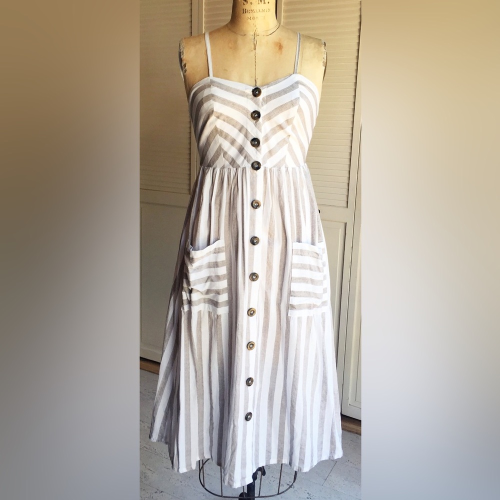 Japna | 100% Cotton Fit and Flare Striped Dress